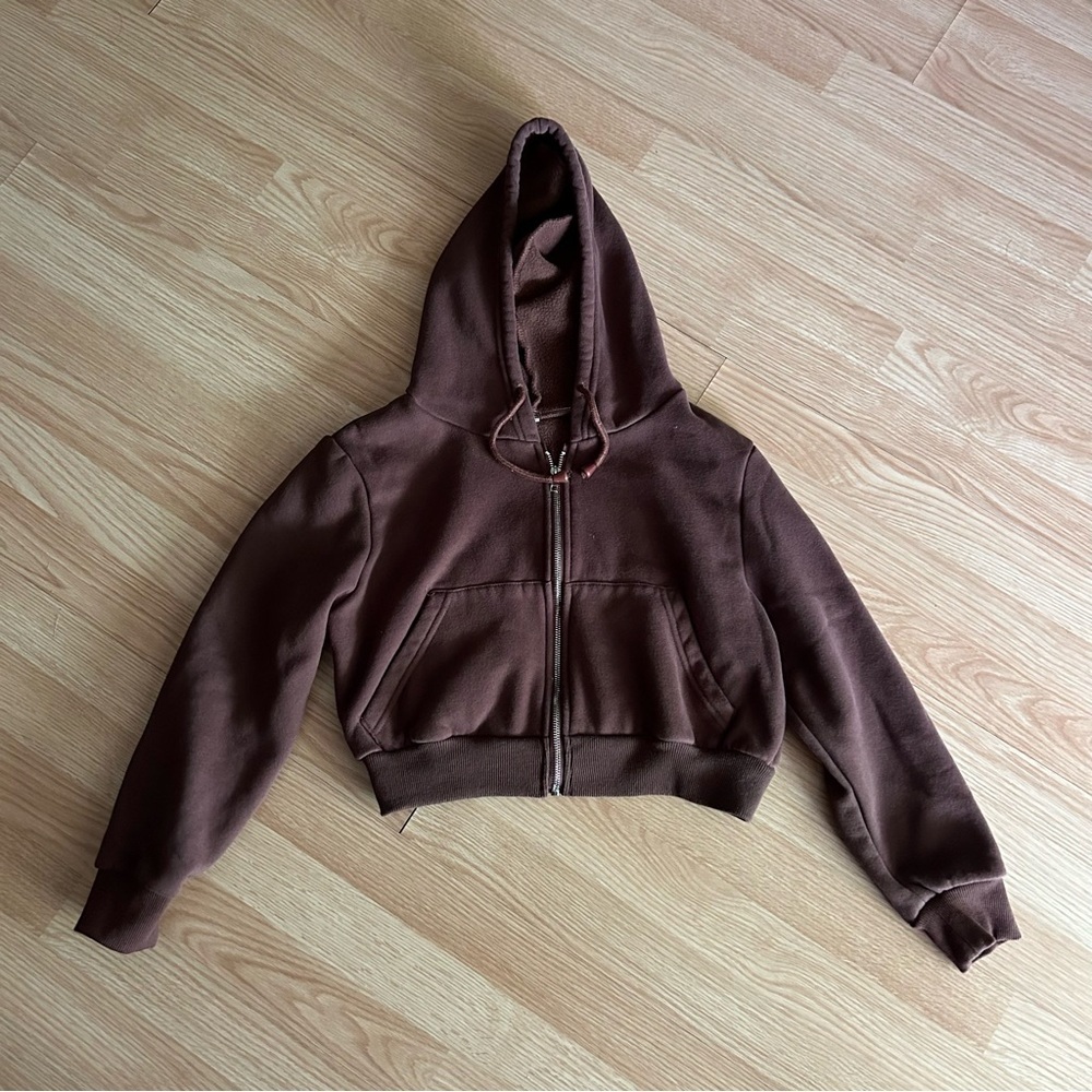 SHEIN Brown Cropped Hoodie Women’s Medium